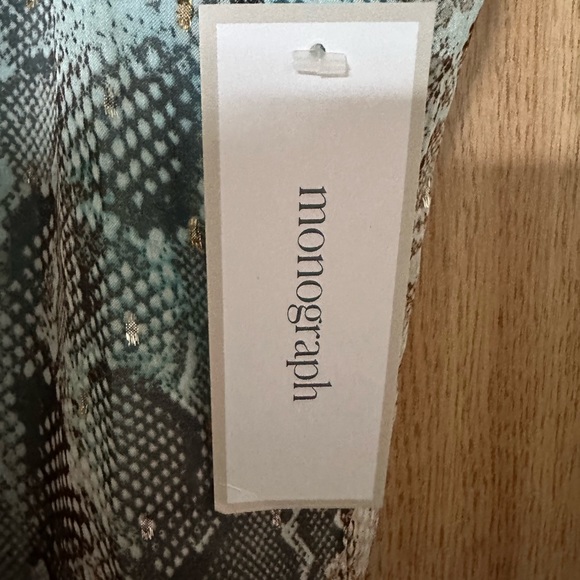 New Monograph Blue/Brown Snake Sheer Sleeveless Back Tie Blouse Women’s 00P - Picture 6 of 8
